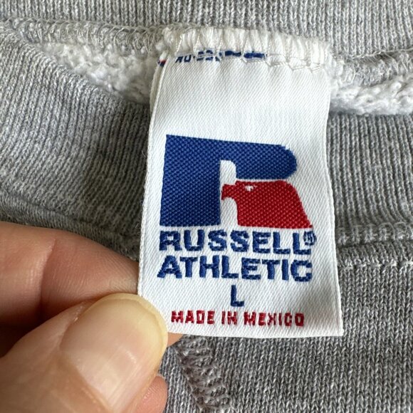 Vintage Russell Athletic Blank Crewneck Sweatshirt Grey L Made In Mexico Mint - Picture 2 of 9